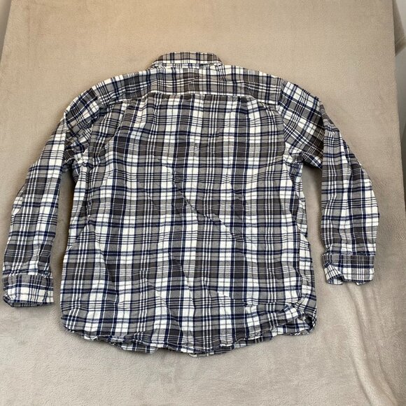 Ridgecut Mens XL Plaid Button-Up Shirt Blue/White 100% Cotton Long Sleeve - Picture 10 of 10